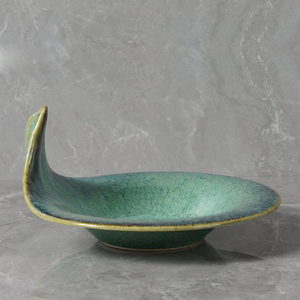 Yayu Horeca Nhà cung cấp Độc Đáo Handmade đồ ăn màu xanh lá cây men thay đổi restaurur crockeri Trung Quốc Bộ đồ ăn tấm gốm tấm - Product Image 2