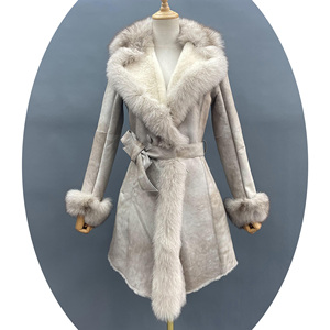 Janefur impermeabile doppio viso di agnello donna <span class=keywords><strong>Trench</strong></span> in vera pelle con finiture in pelliccia di volpe - Product Image 5