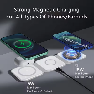 Pengisi Daya Lipat Magnetik Baru 2025 15W USB C Magnet <span class=keywords><strong>3</strong></span> in 1 Pengisian Daya Nirkabel Cepat Mag Power Bank untuk iPhone Samsung Android - Product Image 6