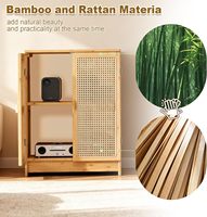 Meuble de rangement pour routeur Wi-Fi avec étagères réglables, 2 niveaux, en bambou et rotin, support pour modem, boîte organisatrice pour la maison et le bureau, sans panneau arrière