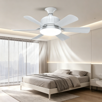 Ventilateur de plafond E27 à large plage de tension, coloré, 6 pales, lampe LED, télécommande, moteur DC pour chambre à coucher, chambre d'enfant, dortoir, décoration intérieure