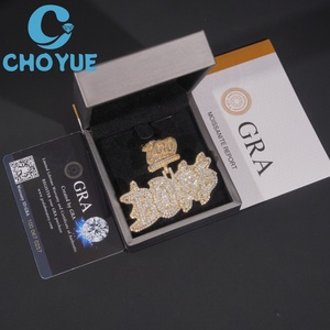 Colgante de Moissanita con Nombre Personalizado, Chapado en Oro Rosa de 18K, Joyería Unisex de Lujo Estilo Hip Hop, para Uso Diario - Product Image 5