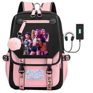 KPop Cadı Avcısı Filmi Çevre Baskılı Sırt Çantası Oxford Kumaş Kürk Topu Tasarım Nefes Alabilir Yük Azaltma Öğrenci Kampüs Çantası - Product Image 2