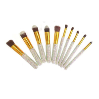 Ensemble de maquillage plat professionnel en gros, 12 pièces, strass, blush plat angulaire, poils synthétiques, application de fard à paupières, rouge à lèvres
