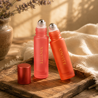 Flacon en verre dépoli de 5 ml et 10 ml avec bille métallique, coloré, pour parfum et huiles essentielles
