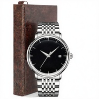 Montre pour homme à mouvement mécanique automatique, bracelet en cuir et acier inoxydable, lumineuse, style hip-hop, sport, mode, affaires, 5BAR