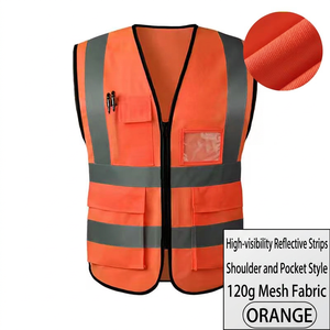 Gilet de sécurité haute visibilité réfléchissant avec fermeture éclair, vêtements de travail avec poches, respirant, maille 120g pour les travailleurs de la construction routière et du trafic - Product Image 1