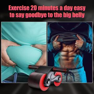 Kit per allenamento con ruote addominali a rimbalzo automatico attrezzatura per l'esercizio per l'allenamento della forza di base fatta di gomma per <span class=keywords><strong>palestra</strong></span> da casa Fitness - Product Image 5