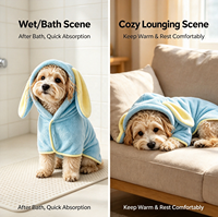 Peignoir de bain pour animaux de compagnie G-Supplier Factory, best-seller, serviette à capuche en polaire corail pour chien, super absorbante et séchage rapide pour le bain, l'intérieur et la voiture