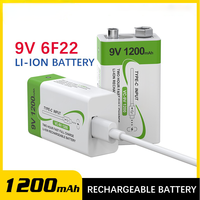 Baterai Isi Ulang USB Li-ion 9V 1200mAh, Pengisian Daya USB Terintegrasi, Masa Pakai Panjang, Output Stabil untuk Mikrofon, Mainan 502040
