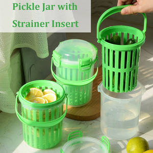 Özel hava sıkı bir turşu soğan plastik kavanoz kutusu ile turşu süzgeç Flip çin tasarım zeytin Jalapeno kaleci - Product Image 5