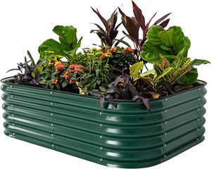 8-Inch Tall Galvanized Metal Raised Garden Bed Outdoor <b>Planter</b> for Growing Flowers Herbs <b>Vegetables</b> Home Use - Product Image 3