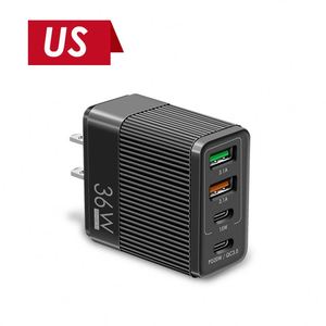 อะแดปเตอร์ชาร์จโทรศัพท์มือถือแบบเร็ว 36W 2PD+2USB ช่องเสียบหลายพอร์ต สำหรับ UK US EU - Product Image 5