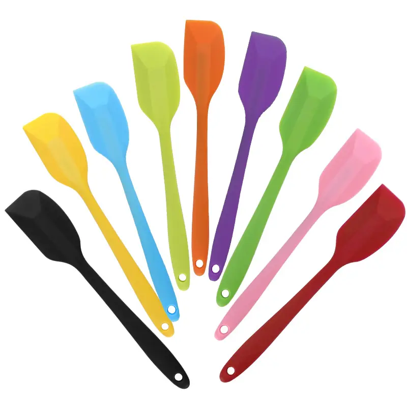 Spatules en Silicone de qualité alimentaire résistantes à la chaleur pour la cuisson de gâteaux à la crème multicolore