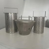 OEM SS304 316L Stainless Steel Perforated Filter Screen Cylinder Filter Element untuk Kapal Penyaring Laut