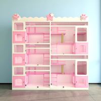 Vitrine en bois pour chat, type villa, avec lit à trois niveaux, maison en verre pour chat, grand espace, meuble de soins et d'accompagnement