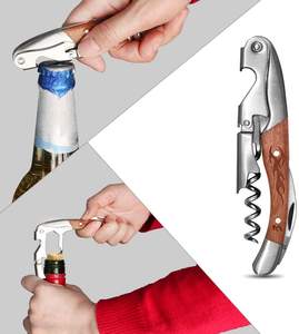 Spingere verso il basso vite in sughero apribottiglie per vino rosso in palissandro bottiglia di vino in legno camerieri cavatappi in acciaio inossidabile - Product Image 3