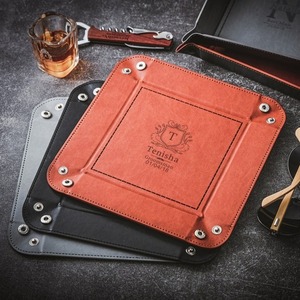 POD Plateau de valet en cuir pour hommes Lunettes de soleil personnalisées et organisateur de clés Gentleman Gift One-Piece Custom - Product Image 1