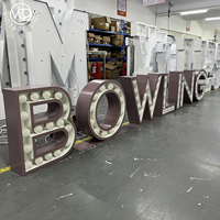Lettres lumineuses vintage personnalisées en métal 3D autoportantes pour la décoration murale des magasins, bars et salles de bowling
