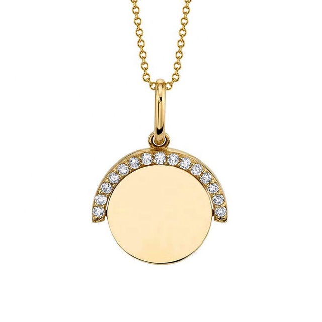 Gemnel Hot Selling Style Custom Letter Spinning Gold Plating Diamond Coin Pendant Necklace