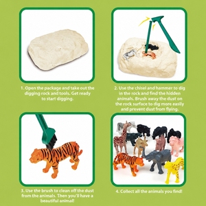 Kit d'excavation d'œufs de dinosaures éducatif pour enfants, jouet de fouilles DIY, œuf surprise à déterrer, jouet scientifique d'apprentissage d'archéologie avec outils - Product Image 5