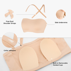 <span class=keywords><strong>Reggiseno</strong></span> Invisibile <span class=keywords><strong>Senza</strong></span> <span class=keywords><strong>Spalline</strong></span> per Donna, Copertura Totale, Traspirante, con <span class=keywords><strong>Coppe</strong></span> Rimovibili Push-up, Taglie Forti, Morbido e Antiscivolo - Product Image 3