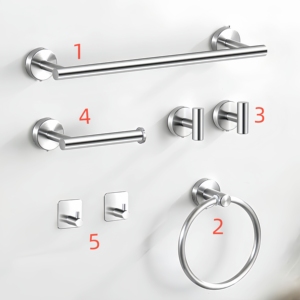 Tự dính thiết kế hiện đại duy nhất không khoan đen bạc Thép không gỉ 304 khăn vòng chủ cho phòng tắm sử dụng - Product Image 4