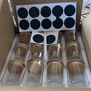 12er-<span class=keywords><strong>Set</strong></span> Hochwertige Borosilikatglas-Vorratsdosen mit Bambusdeckeln Luftdichte Küchenbehälter für Kaffee, Tee, Gewürze mit Etiketten - Product Image 2