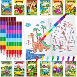Dinosauro Mini libri da colorare con pastelli per feste, <span class=keywords><strong>libro</strong></span> di attività per bambini regali di natale per feste - Product Image 1