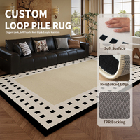 Tapis de luxe grand format beige moderne nordique imperméable et résistant aux taches pour salon et chambre à coucher