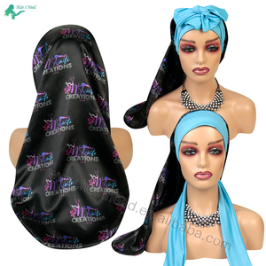 <span class=keywords><strong>Bonnet</strong></span> de nuit en satin personnalisé avec logo, bande élastique douce, pour femmes - Product Image 3