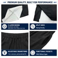 Shorts 2-en-1 pour hommes, personnalisés, noirs, double couche, en mesh, pour basketball, football, entraînement, gym, course à pied, vêtements OEM ODM