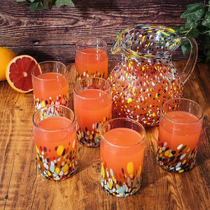 Juego de 6 16 onzas de confeti mexicano soplado a mano, diseño de <span class=keywords><strong>Carmen</strong></span> Rock, vasos de estilo minimalista con tazas de té y platillos - Product Image 3