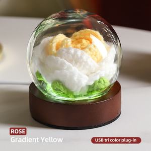 Lampe de chevet créative 3D en crochet, faite à la main, avec modèles de roses et de tournesols, en fil tricoté, cadeau idéal - Product Image 3