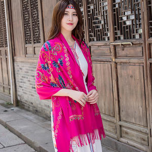 Chal de Pashmina de Cachemira con Bordado Retro de Anacardo al Por Mayor, Bufanda Larga de Invierno con Diseño Floral para Mujer - Product Image 6