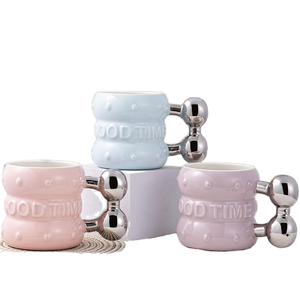 Luxury Wedding Embossed 400ml <b>Ceramics</b> <b>Mug</b> Coffee Cups Good Cup Custom <b>Mugs</b> for Beer LOUERS VODKA with Golden Handle - Product Image 6