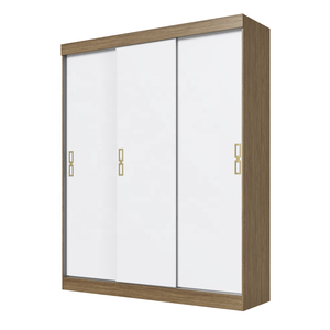 Armario de Estilo Moderno ESSENTIAL con 3 Puertas Corredizas y 2 Cajones, Mueble de Dormitorio en Aglomerado de Madera/Color Blanco, Diseño Brasileño - Product Image 2