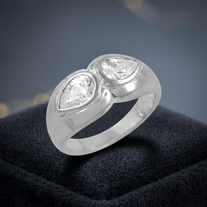 Anillo de cóctel bohemio para hombre Art Palace, de plata 925 con baño de rodio, con circonita cúbica de laboratorio de corte pera y engaste de bisel - Product Image 3