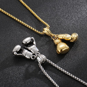 Collier de sport en acier inoxydable <span class=keywords><strong>Atila</strong></span> Fashion Hip Hop, pendentif gant de boxe, accessoires pour hommes - Product Image 5