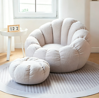 Fauteuil paresseux en laine d'agneau en forme de citrouille, chaise de sol tatami individuelle de style nordique pour chambre et balcon, mobilier de maison