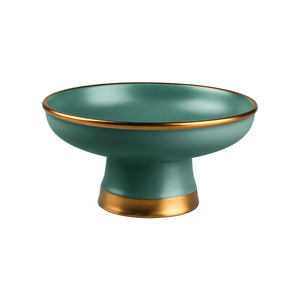 Di Lusso Nordic Piatto Da Dessert In Ceramica Rotonda Bordo In Oro Porcellana Torta Vassoio di Snack di Frutta Piatto da Portata Della Caramella Piatto Ristorante - Product Image 1