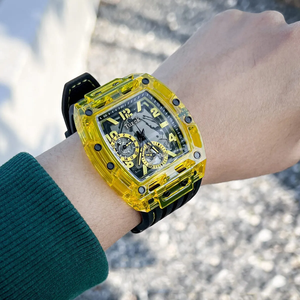 นาฬิกาควอตซ์<span class=keywords><strong>ผู้ชาย</strong></span> Luxury <span class=keywords><strong>Guess</strong></span> รุ่น GWO499G1 หน้าปัดสี่เหลี่ยมเรืองแสง ขนาด 44 มม. กระจกคริสตัล กันน้ำ 50 เมตร สไตล์เฉพาะกลุ่ม - Product Image 3