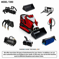 Mini Crawler Skid Steer Loader T390 3.5KN Daya Angkat 0.1m3 Kapasitas Bucket 1830mm Tinggi Pemuatan 955mm Tinggi Badan EPA EURO5