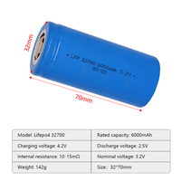Cellules de batterie LiFePO4 cylindriques 32700 3,2V 6000mAh 3000 cycles pour éclairage solaire LED et outils électriques