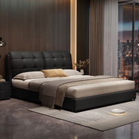 Ensemble de lit en cuir design, lit king size italien moderne à capitonnage quadrillé pour résidence de luxe