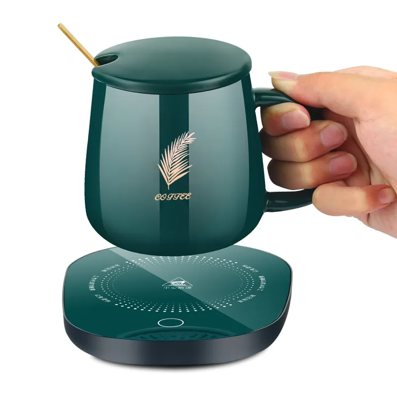 Termostato inteligente de taza de café de cerámica de 55 grados, juego de calentador con tapa, cuchara agitadora, caja de regalo, 2022 ML, gran oferta, 380