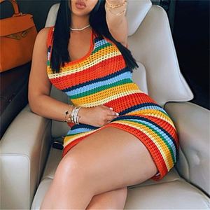 Ingrosso nuovo arrivo primavera Casual lavorato a <span class=keywords><strong>maglia</strong></span> multicolore abito da spiaggia senza maniche <span class=keywords><strong>vestiti</strong></span> <span class=keywords><strong>estivi</strong></span> per le donne - Product Image 2