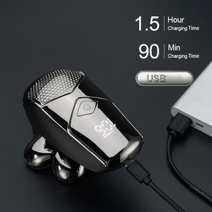 เครื่องโกนหนวดไฟฟ้าแบบหมุนได้ทั้งตัว รุ่นใหม่ ใบมีดคู่ IPX7 ชาร์จผ่าน USB ใช้ในบ้านได้ กำจัดขนได้อเนกประสงค์ - Product Image 6