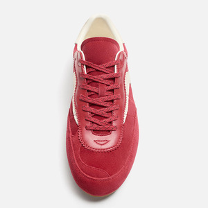 OEM Cow Leather and <strong>Suede</strong> <strong>Red</strong> Training <strong>Shoes</strong> Low Top Walking and Running Style Fashion Sneakers - Product Image 3