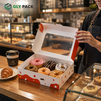 Boîte à donuts personnalisée avec fenêtre transparente, emballage en papier pour pâtisseries, desserts, à emporter et en cadeau